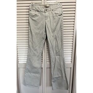 L.E.I Khaki Cream Flare Denim Jeans Low Rise 8" Size 3 Logo Zip‎ Pockets